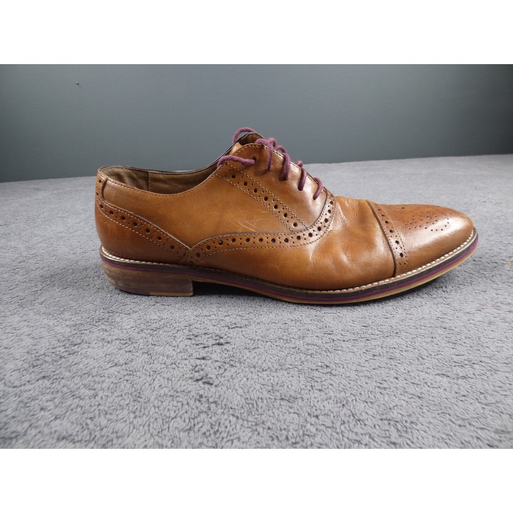 Johnston & Murphy Mens Tan Leather Brogue Cap Toe Oxford Shoes 9.5M 20-8682